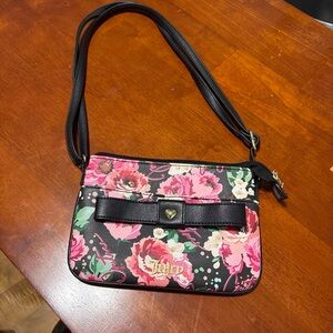 Juicy Couture Pink and Black Floral Crossbody Bag